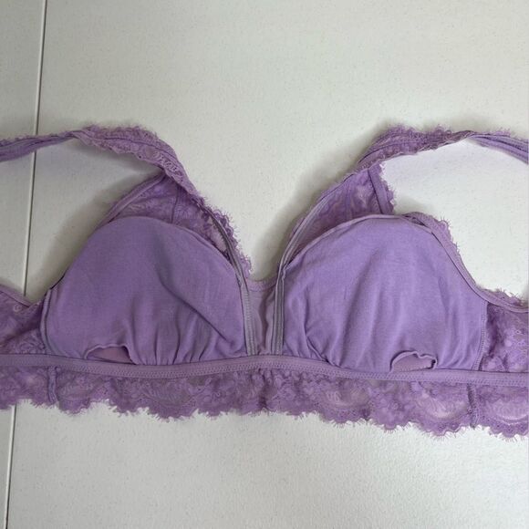Aerie Purple Lace Bralette Convertible Adjustable Strap Mesh Insert Women Large - Picture 9 of 15